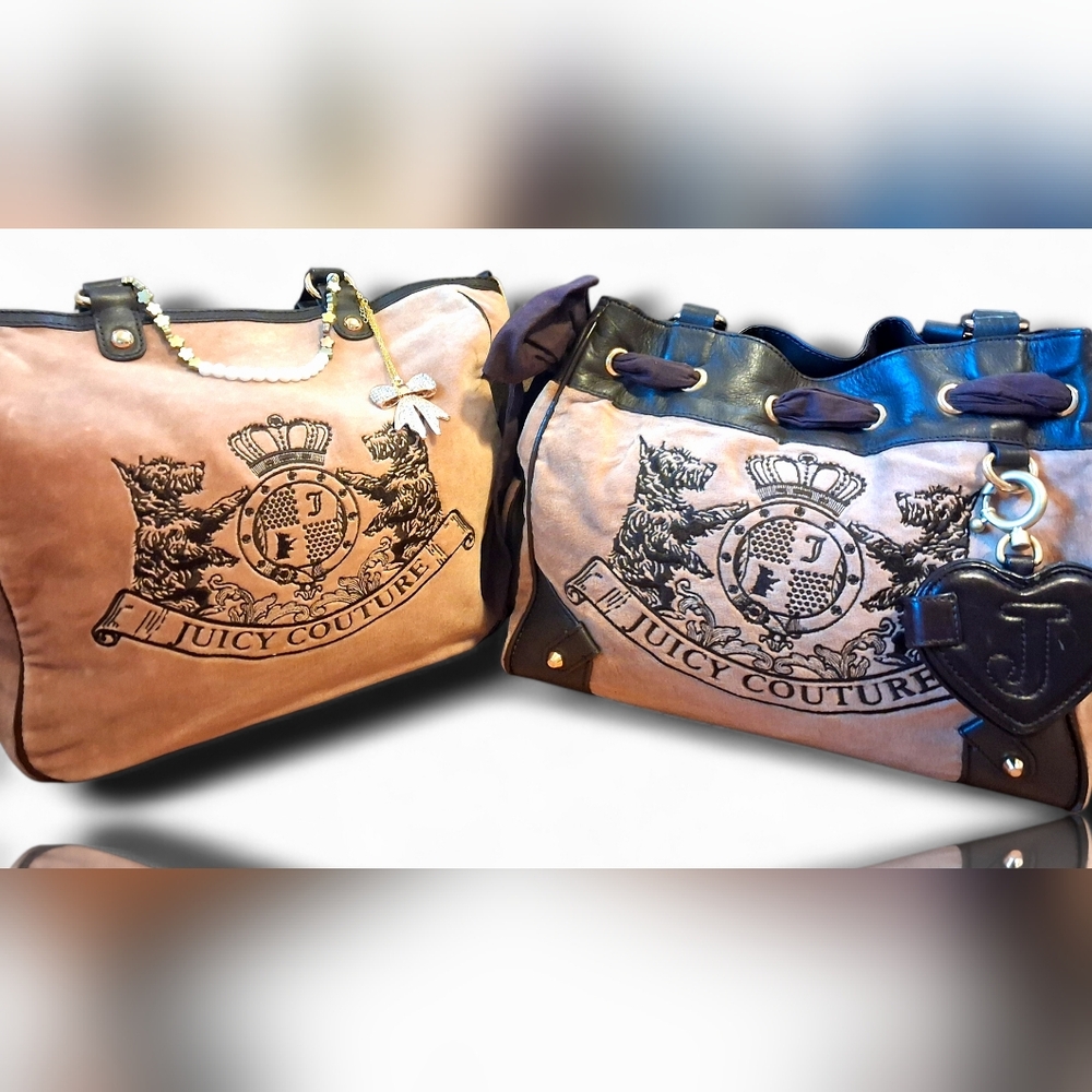 2- Vintage Juicy Couture Tan Scottie Dog Tote & Matching Daydreamer Bag!